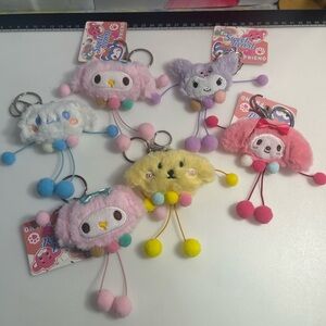 6pc - Cute Yellow Plush Pom-Pom Keychain - Unbranded